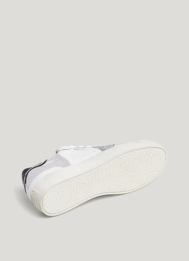 Leder-Sneaker mit Glitzer-Details Leder-Sneaker mit Glitzer-Details