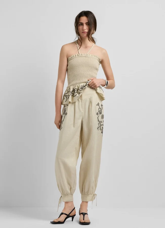 Leinenhose mit weitem Bein Leinenhose mit weitem Bein