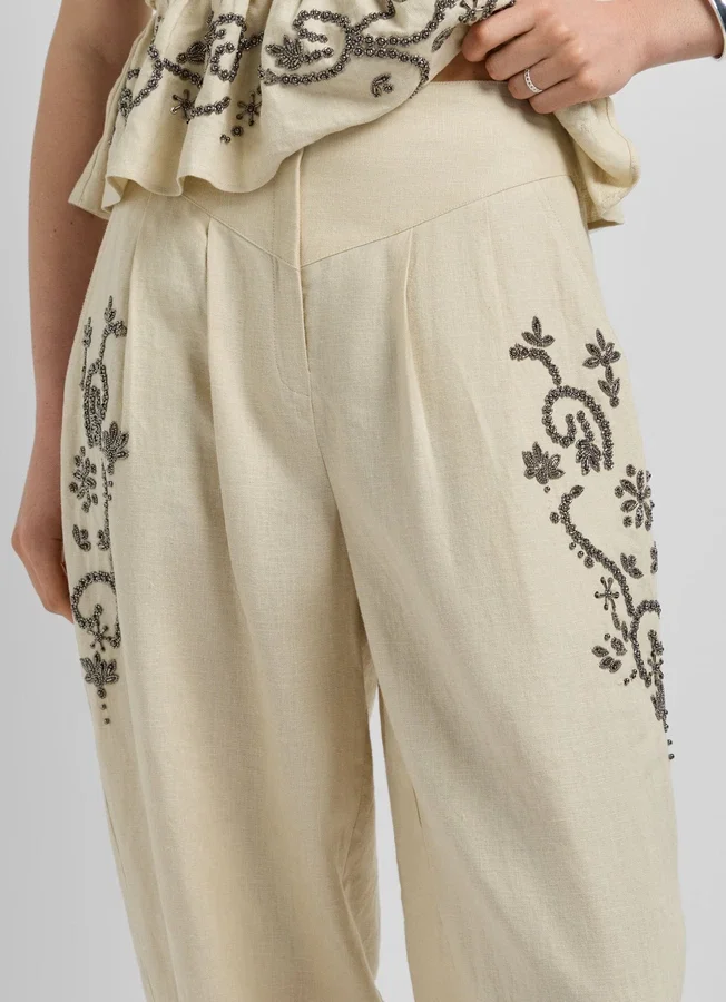 Leinenhose mit weitem Bein Leinenhose mit weitem Bein