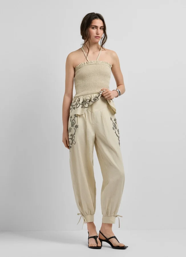 Leinenhose mit weitem Bein Leinenhose mit weitem Bein