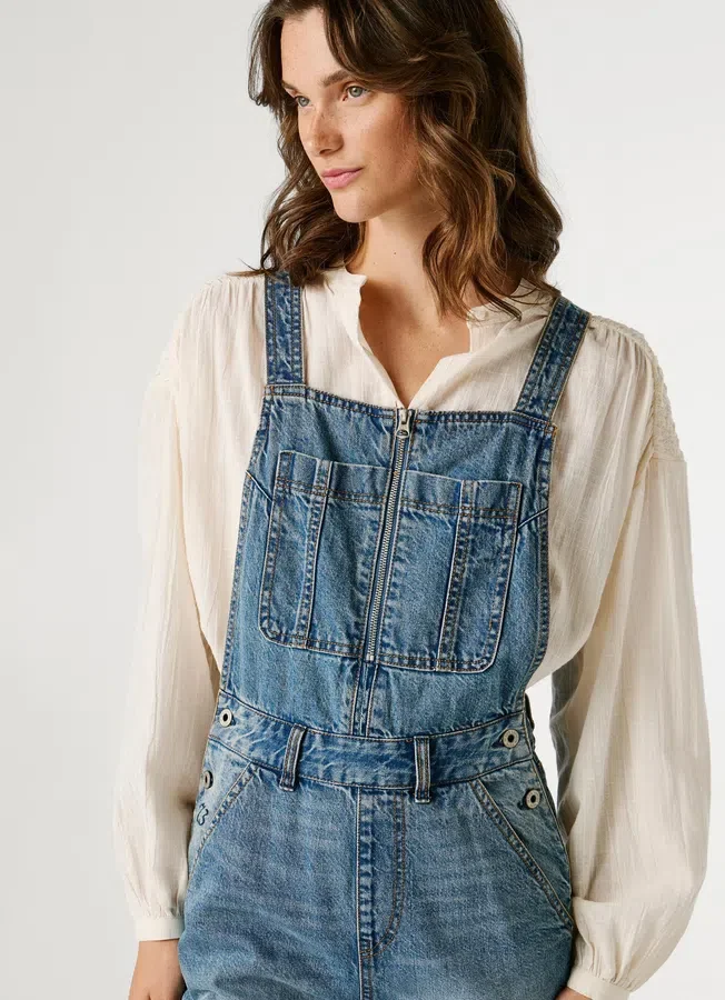 Maxi-Latzhose aus Denim in Regular-Fit Maxi-Latzhose aus Denim in Regular-Fit