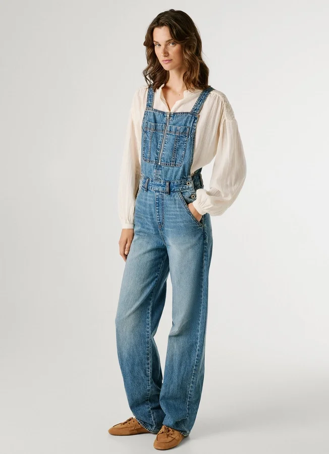 Maxi-Latzhose aus Denim in Regular-Fit Maxi-Latzhose aus Denim in Regular-Fit