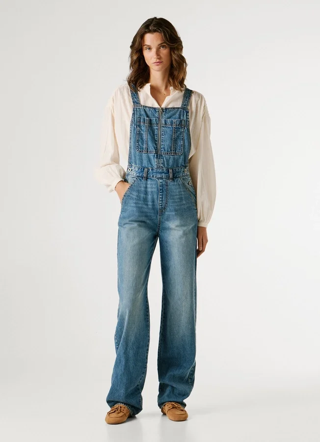 Maxi-Latzhose aus Denim in Regular-Fit Maxi-Latzhose aus Denim in Regular-Fit