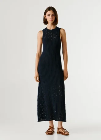 Maxikleid mit Ajour-Details