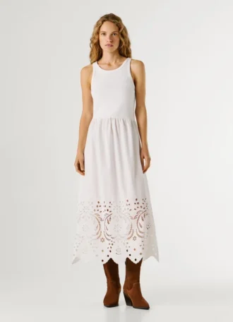 Maxikleid mit Ajour-Details