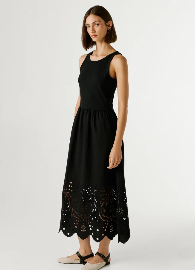 Maxikleid mit Ajour-Details Maxikleid mit Ajour-Details