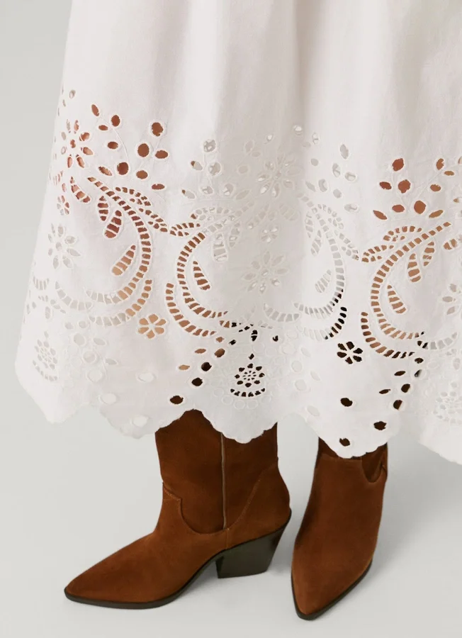 Maxikleid mit Ajour-Details Maxikleid mit Ajour-Details