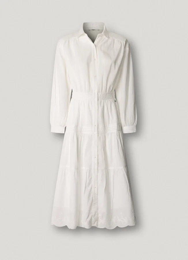Maxikleid mit langem Hemdkragen Maxikleid mit langem Hemdkragen