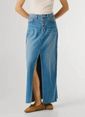 Maxirock aus Denim in Regular Fit