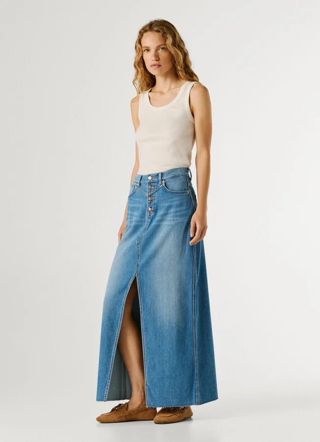 Maxirock aus Denim in Regular Fit Maxirock aus Denim in Regular Fit
