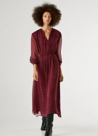 Midi-Kleid mit Polka-Dots