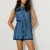 Mini-Jumpsuit mit Stickdetails
