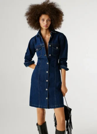 Mini-Kleid aus Denim in Regular-Fit