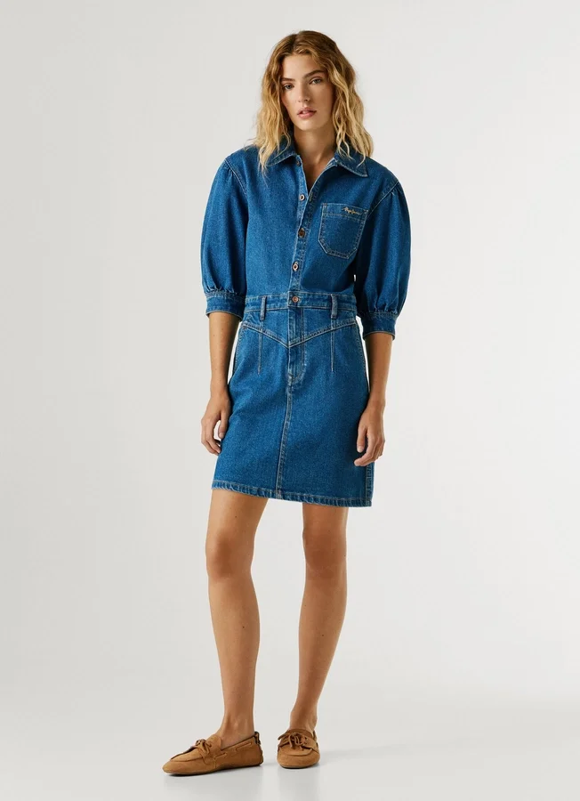 Mini-Kleid aus Denim in Regular-Fit Mini-Kleid aus Denim in Regular-Fit