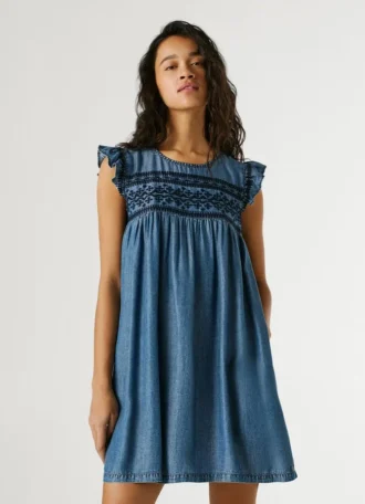 Minikleid mit Stickerei