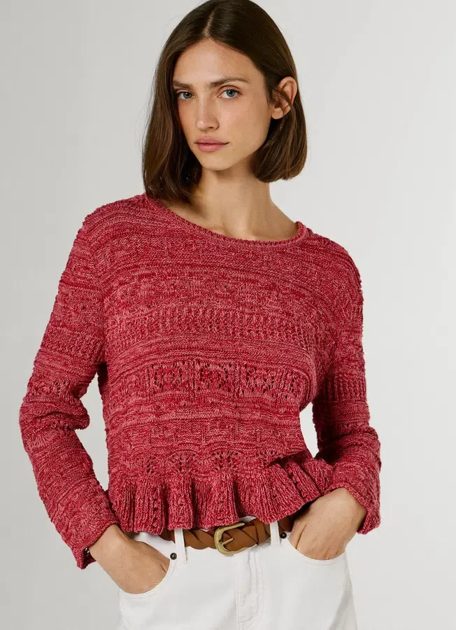Mouliné-Pullover mit Rundhalsausschnitt Mouliné-Pullover mit Rundhalsausschnitt