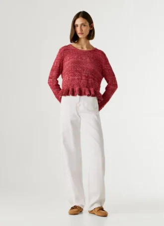 Mouliné-Pullover mit Rundhalsausschnitt