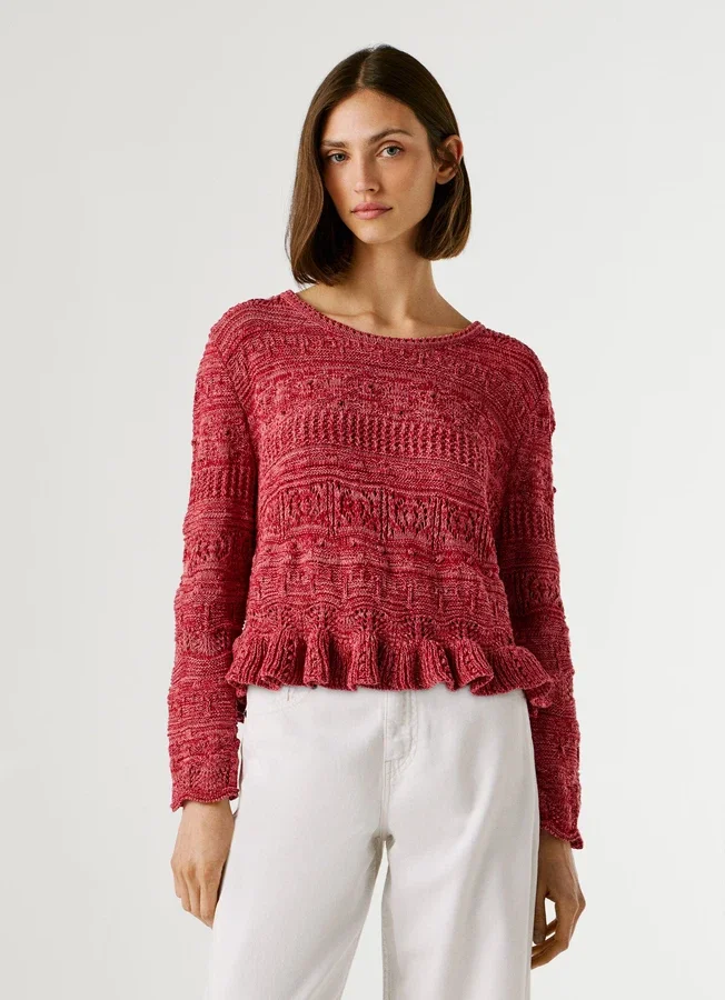 Mouliné-Pullover mit Rundhalsausschnitt Mouliné-Pullover mit Rundhalsausschnitt