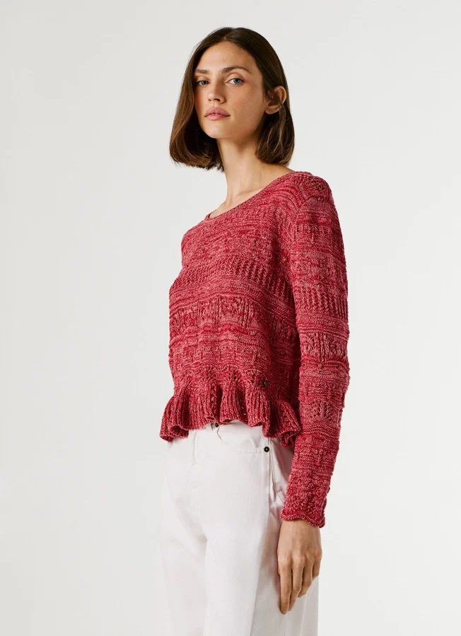 Mouliné-Pullover mit Rundhalsausschnitt Mouliné-Pullover mit Rundhalsausschnitt