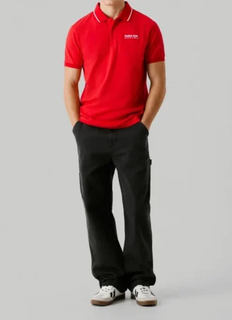 Piqué-Poloshirt mit aufgedrucktem Logo