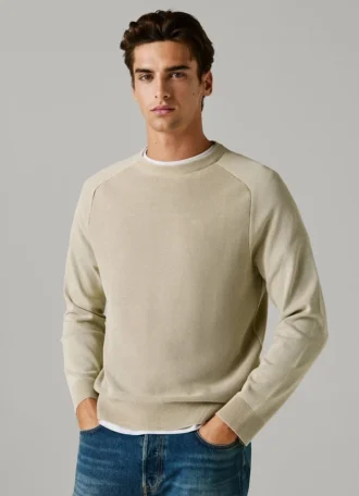 Piqué-Pullover mit Rundhalsausschnitt