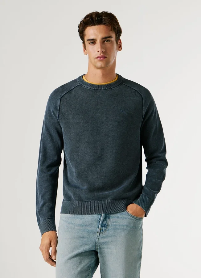 Piqué-Pullover mit Rundhalsausschnitt Piqué-Pullover mit Rundhalsausschnitt