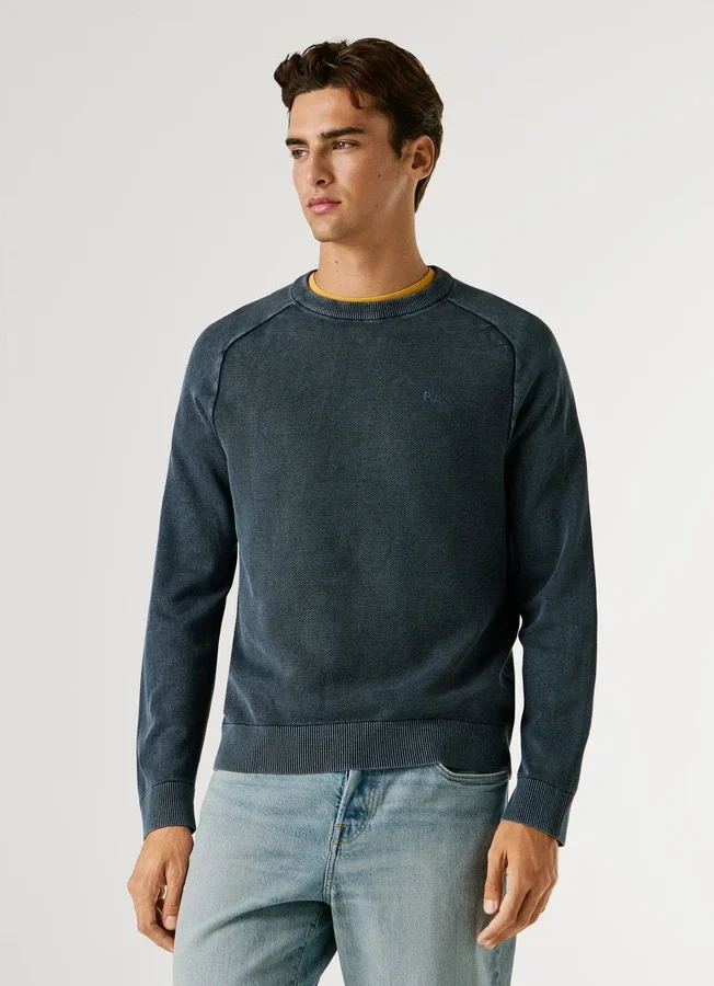 Piqué-Pullover mit Rundhalsausschnitt Piqué-Pullover mit Rundhalsausschnitt