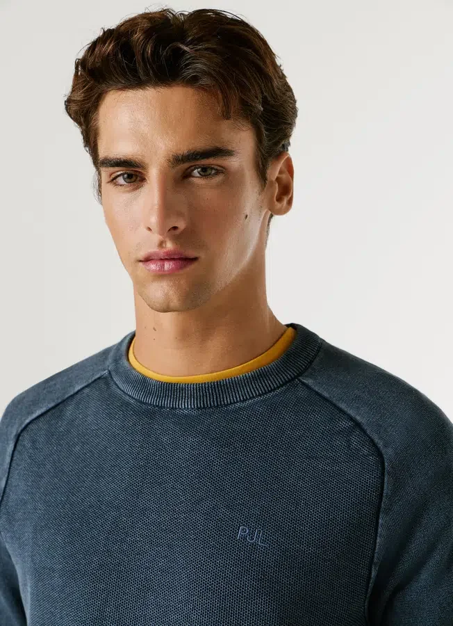 Piqué-Pullover mit Rundhalsausschnitt Piqué-Pullover mit Rundhalsausschnitt