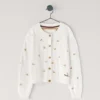 Pointelle-Strickjacke mit gestickten Blumen Pointelle-Strickjacke mit gestickten Blumen