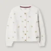 Pointelle-Strickjacke mit gestickten Blumen Pointelle-Strickjacke mit gestickten Blumen