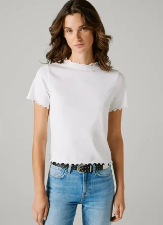 Pointelle-T-Shirt mit gesticktem Logo