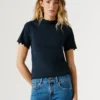 Pointelle-T-Shirt mit gesticktem Logo Pointelle-T-Shirt mit gesticktem Logo
