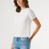 Pointelle-T-Shirt mit gesticktem Logo Pointelle-T-Shirt mit gesticktem Logo