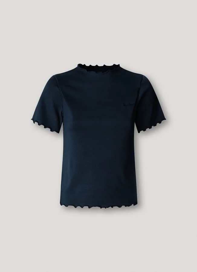 Pointelle-T-Shirt mit gesticktem Logo Pointelle-T-Shirt mit gesticktem Logo