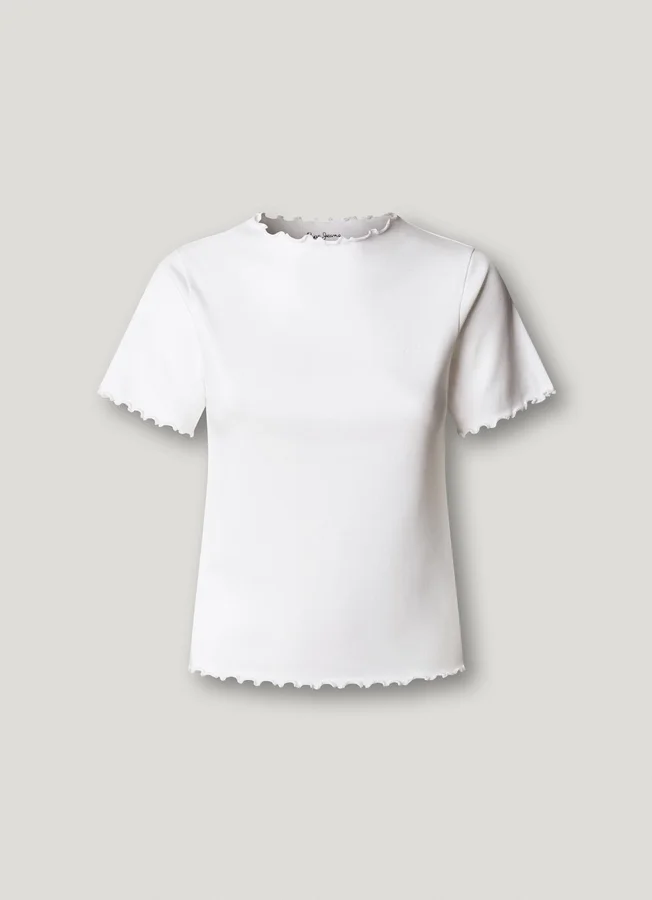 Pointelle-T-Shirt mit gesticktem Logo Pointelle-T-Shirt mit gesticktem Logo