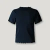 Pointelle-T-Shirt mit gesticktem Logo Pointelle-T-Shirt mit gesticktem Logo