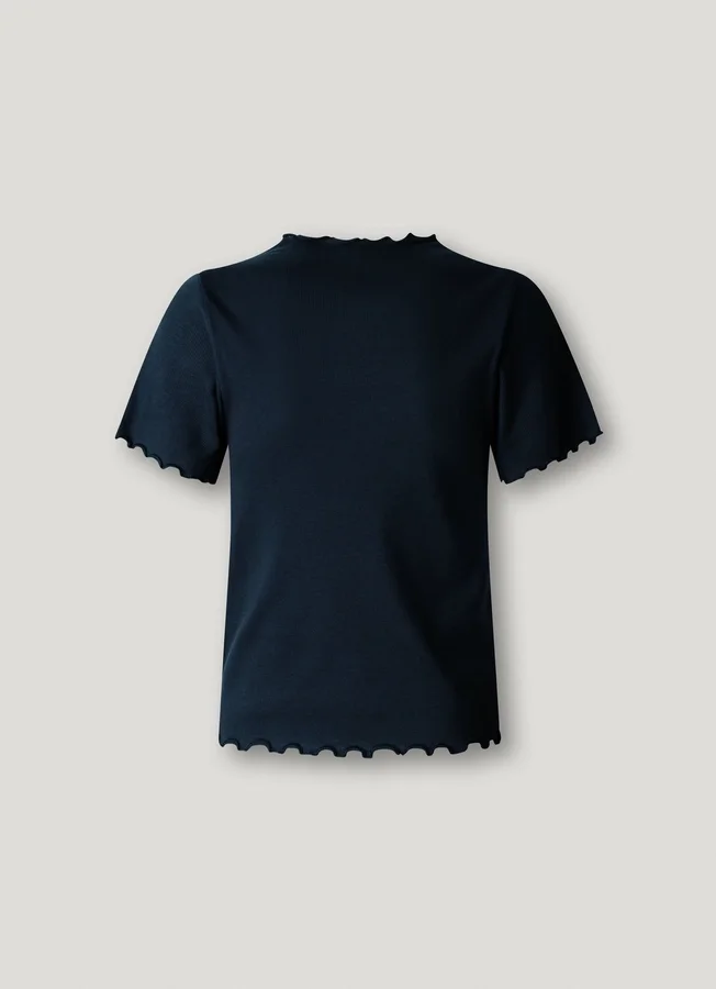 Pointelle-T-Shirt mit gesticktem Logo Pointelle-T-Shirt mit gesticktem Logo
