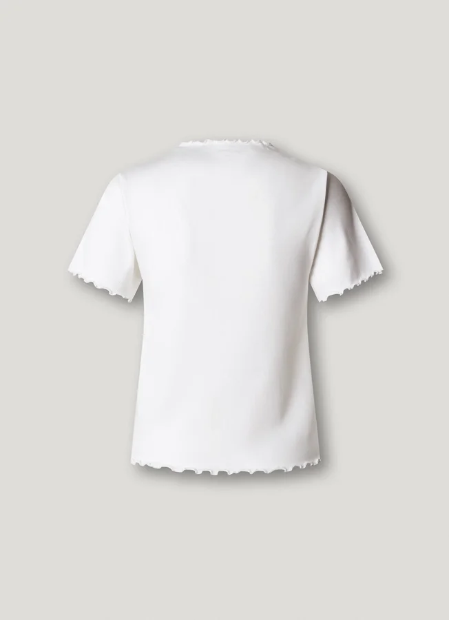 Pointelle-T-Shirt mit gesticktem Logo Pointelle-T-Shirt mit gesticktem Logo