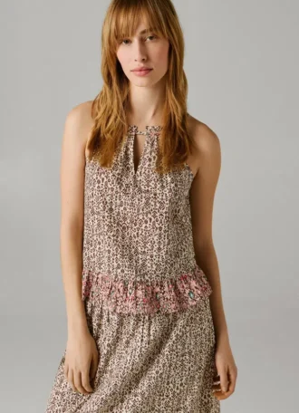 Popeline-Bluse mit Neckholder-Ausschnitt