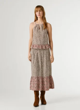 Popeline-Bluse mit Neckholder-Ausschnitt