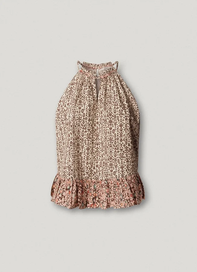 Popeline-Bluse mit Neckholder-Ausschnitt Popeline-Bluse mit Neckholder-Ausschnitt