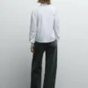 Popeline-Bluse mit Rüschen