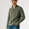 Pullover mit hohem Kragen und halbem Reißverschluss