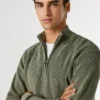 Pullover mit hohem Kragen und halbem Reißverschluss