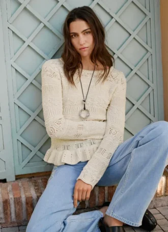 Pullover mit Rundhalsausschnitt aus Mouliné