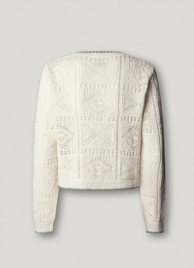 Pullover mit Rundhalsausschnitt und Ajourmuster Pullover mit Rundhalsausschnitt und Ajourmuster
