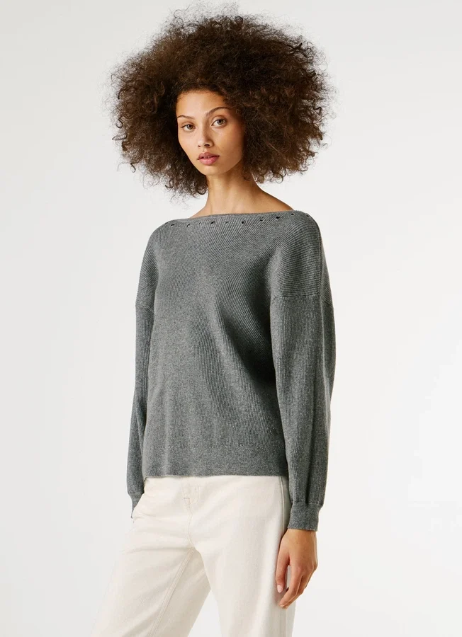 Pullover mit U-Ausschnitt und Rippmuster Pullover mit U-Ausschnitt und Rippmuster
