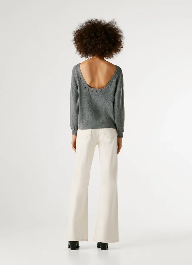 Pullover mit U-Ausschnitt und Rippmuster Pullover mit U-Ausschnitt und Rippmuster