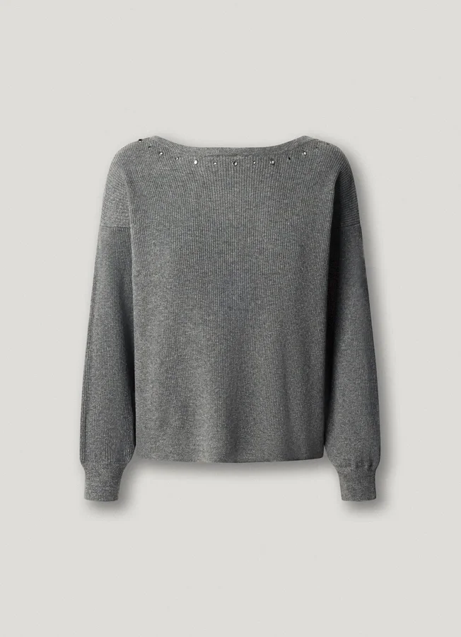 Pullover mit U-Ausschnitt und Rippmuster Pullover mit U-Ausschnitt und Rippmuster