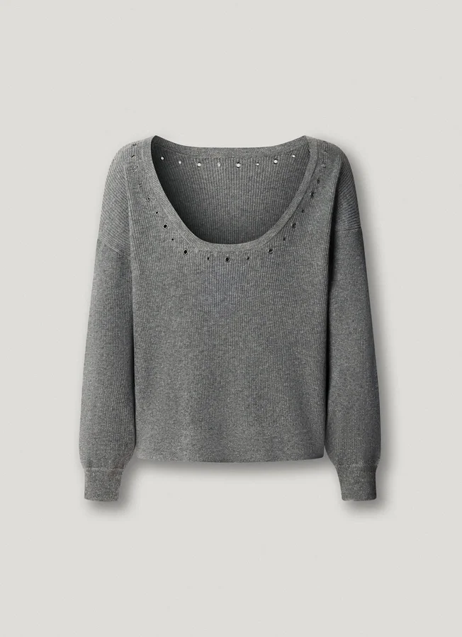 Pullover mit U-Ausschnitt und Rippmuster Pullover mit U-Ausschnitt und Rippmuster